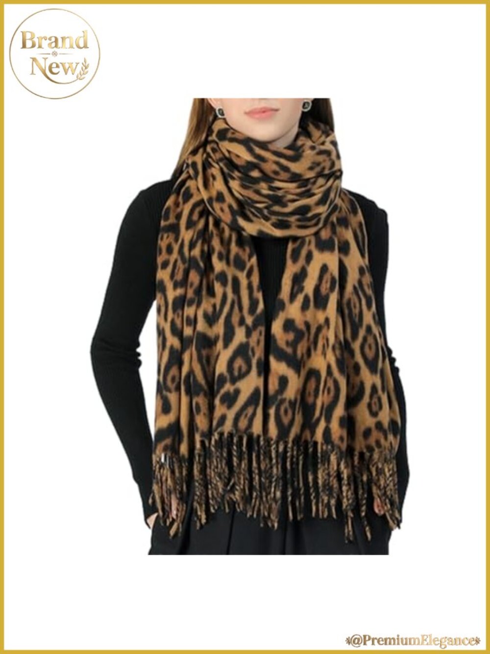 Oversized Leopard Print Winter Scarf Soft Warm Blanket Wrap